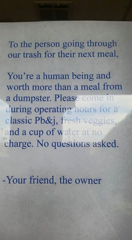 Restaurant Owner's Reply to Dumpster Diver Is Praised
