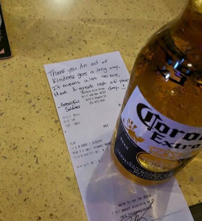 Bartender's Sweet Gesture for Fallen Soldier Is a Big Hit