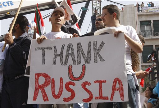 Shells Hit Russian Embassy During Syria 'Thank You' Rally