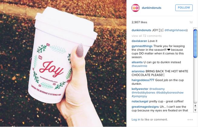 Dunkin' Donuts Enters the Holiday Coffee Cup Battle
