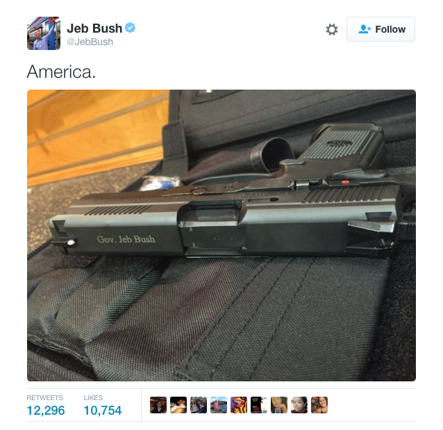 Internet Rips Jeb Bush Over 'America' Gun Tweet