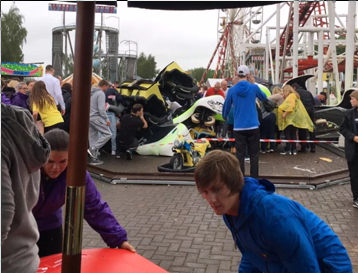 Roller Coaster Car Full of Kids Goes Flying