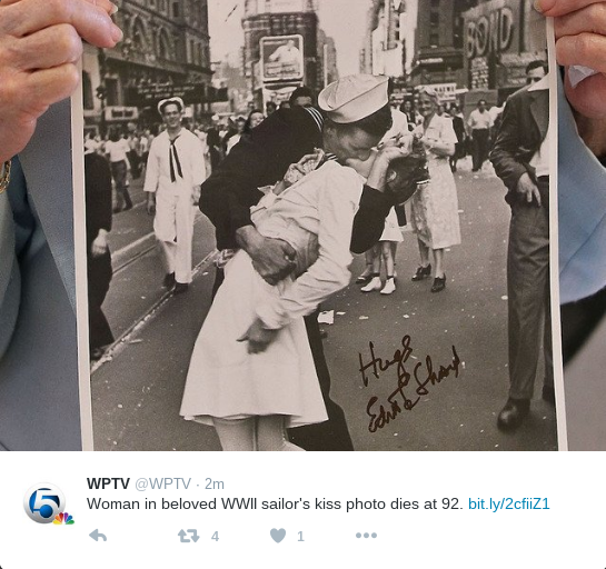 Recipient of Famous WWII Kiss Dies at 92