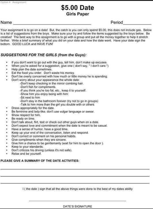 School's Dating Lesson Tells Girls Not to 'Waste His Money'