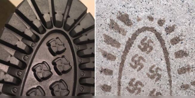 Guy Finds Swastikas in His Boot Prints