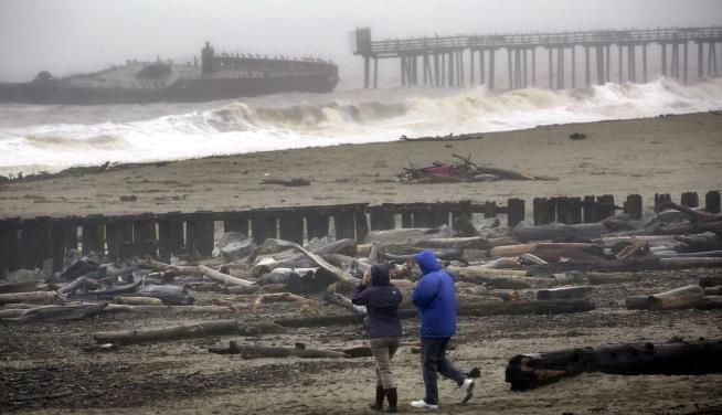 California Storm Busts Up Landmark 'Cement Ship'