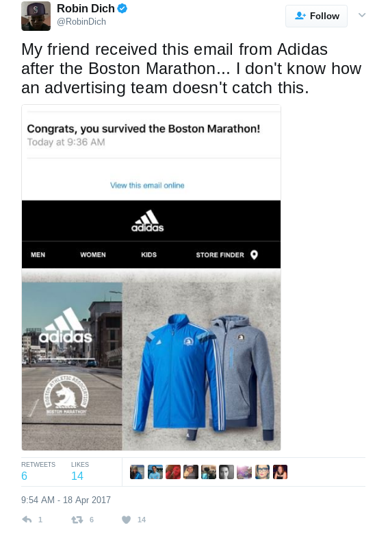 Adidas Congratulates People on 'Surviving' Boston Marathon