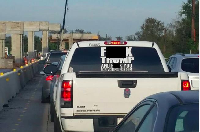 Woman With Profane Anti-Trump Sticker Goes After Sheriff