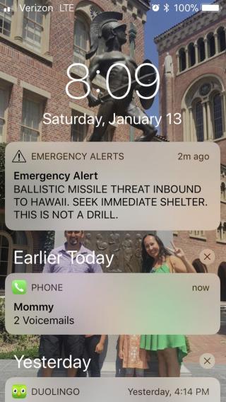 Hawaii Officials Mistakenly Warn of Incoming Missile