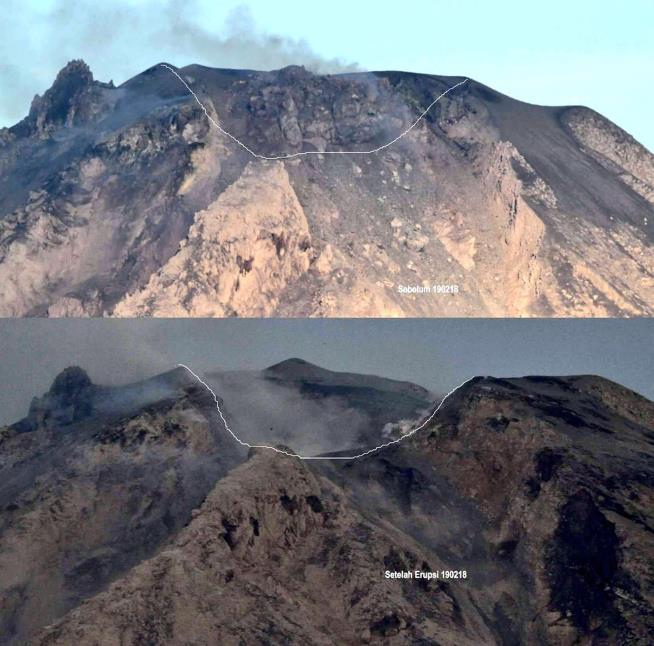 Eruption 'Completely Annihilates' Mountain Peak