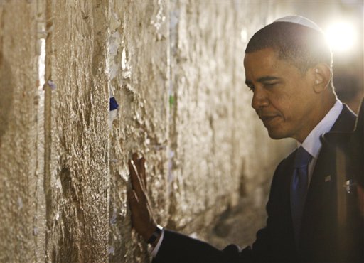 Obama Prays at Wailing Wall