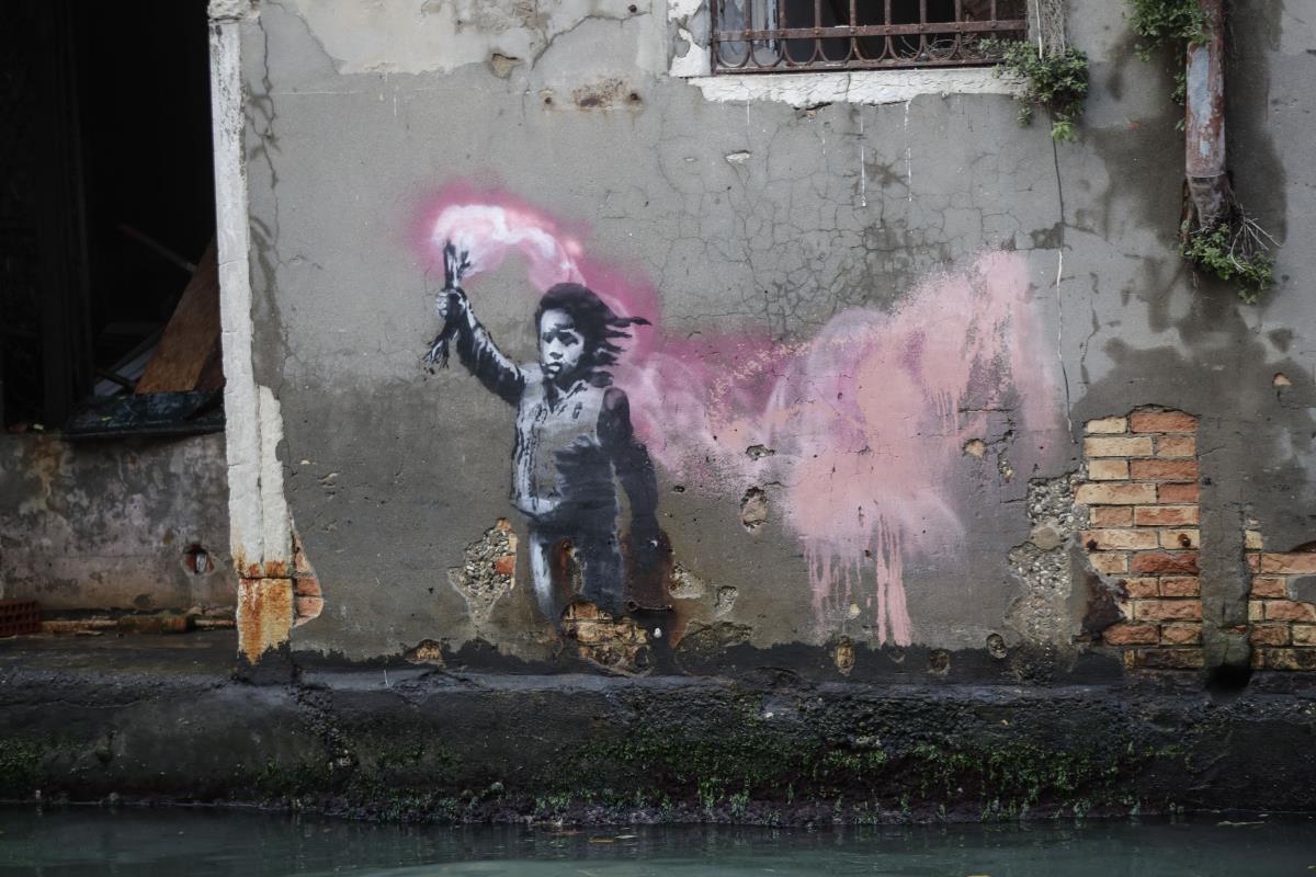 Banksy Migrant Child Mural Venice | Poster