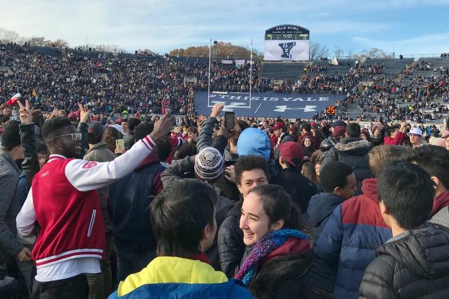 Student Protesters Delay Yale-Harvard Game, Chant 'OK, Boomer'