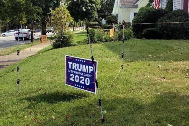 Man Finds Unique Way to Protect Trump Sign