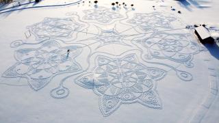 Thousands of Footsteps Used to Create Dazzling Snow Art
