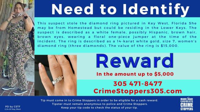 Cops Say Woman Walked Out of Store With $15K Ring