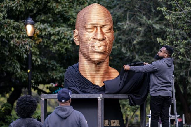 George Floyd Statue Defaced, Again