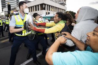 Anti-Mandate Protester Nearly Runs Down Police