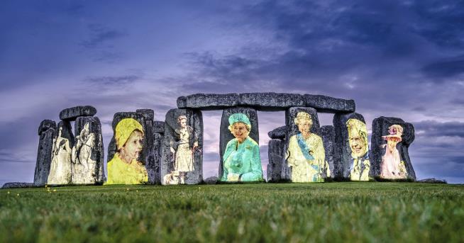 Yes, You're Seeing the Queen Plastered All Over Stonehenge