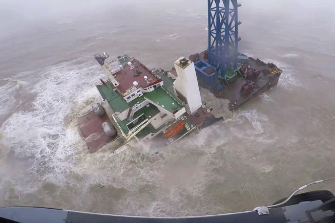 Ship in South China Sea Breaks in Half During Typhoon