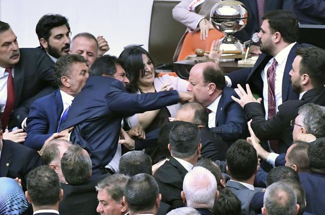 In Turkish Parliament, 'Fists Are Flying'