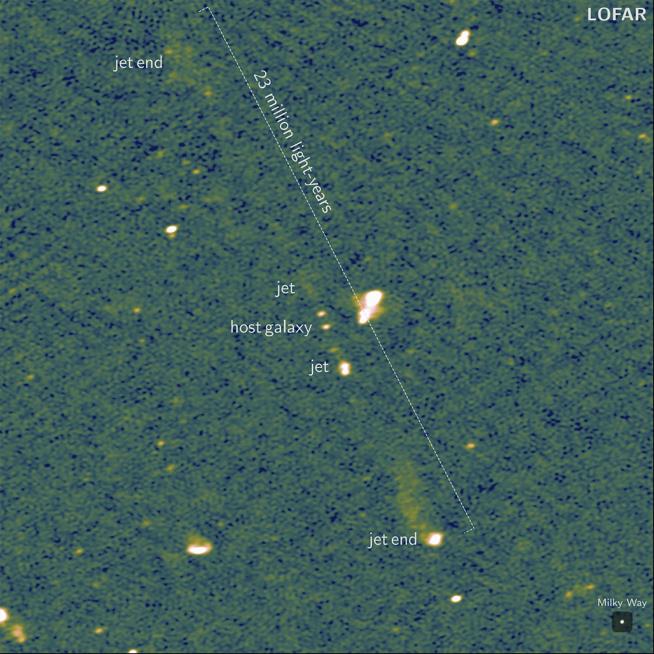 Black Hole Jets Stretch as Far as 140 Milky Ways