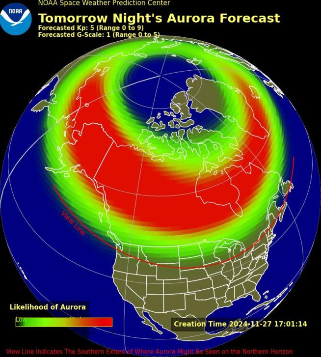 Northern States Could See a Thanksgiving Aurora