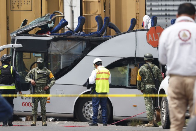 Freight Train Rams Bus in Mexico