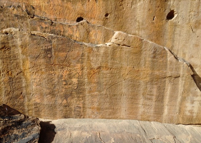 Deep in Saudi Arabian Desert, Ancient Life-Size Etchings
