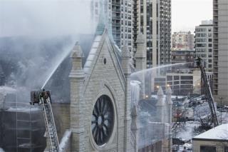 Crews Battle Blaze at Landmark Chicago Cathedral