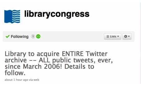 Library of Congress Adds Twitter to Collection