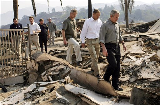 Bush, in California, Promises Aid