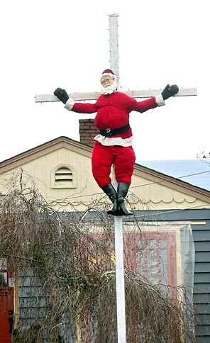 Santa Claus Nailed to Cross