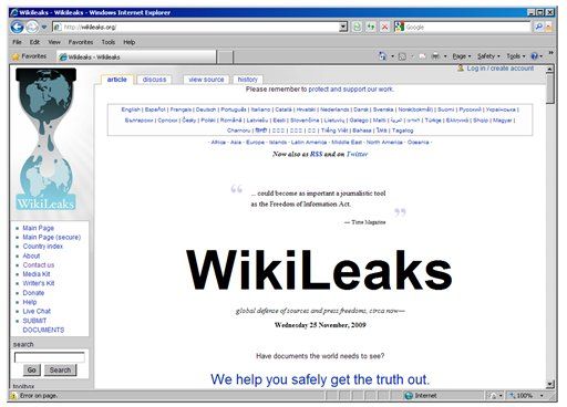 Wikileaks Site Is on the Fritz