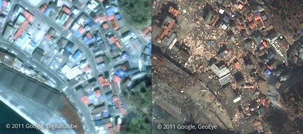 Google Shows First Satellite Photos of Post-Quake Japan