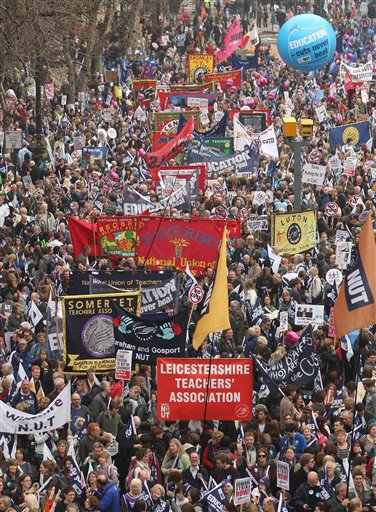 London Protests: Tens of Thousands Demonstrate Against Spending Cuts in Britain