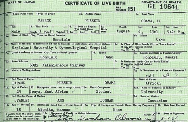 White House: Here’s Obama’s ‘Certificate of Live Birth’