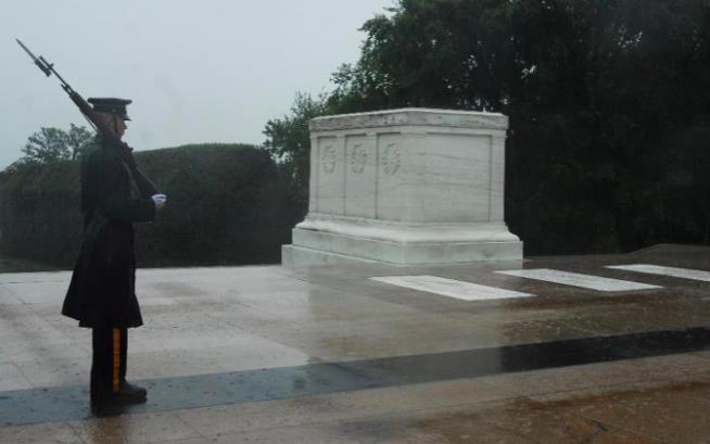Tomb of Unknown Soldier Guarded During Hurricane Irene
