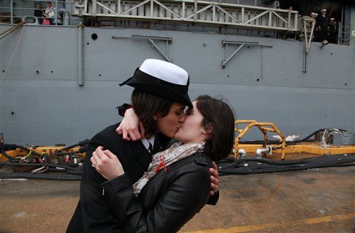 Milestone: 2 Women Share 'First Kiss' in Navy Tradition