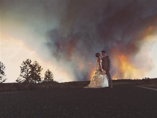 Wildfire Makes for Amazing Wedding Photo