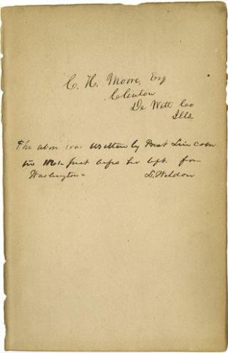 Note From Lincoln Found in Racist Book
