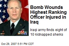 Bomb Wounds Highest Ranking Officer Injured in Iraq