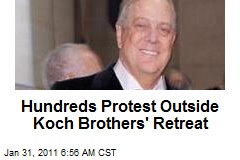 Hundreds Protest Outside Koch Brothers' Retreat