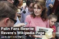 Sarah Palin Fans Rewrite Paul Revere's Wikipedia Page to Match Her Interpretation