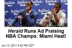 Miami Herald Runs Ad Congratulating NBA Champions the Miami Heat