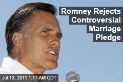 Mitt Romney Rejects Family Leader's Marriage Pledge