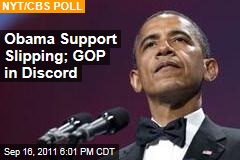 Support Slipping for President Obama in New York Times/CBS Poll