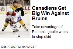 Canadiens Get Big Win Against Bruins