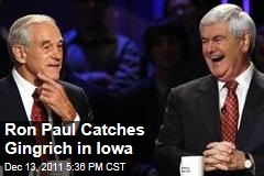 Ron Paul Now Within 1 Point of Newt Gingrich in Iowa, With Mitt Romney in Third