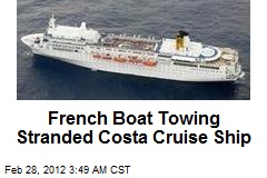 French Boat Towing Stranded Costa Cruise Ship